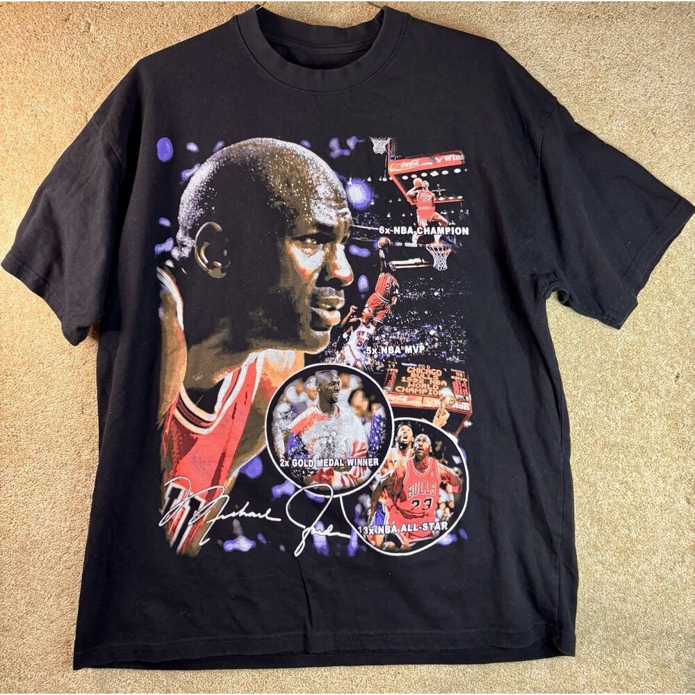 Cisco Pretty Boy Mens XL Black T Shirt Michael Jordan Bulls 2 Sided Graphics HTF
